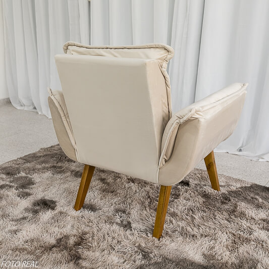 Poltrona Pérola Base Fixa Sued Bege - Imagem 3