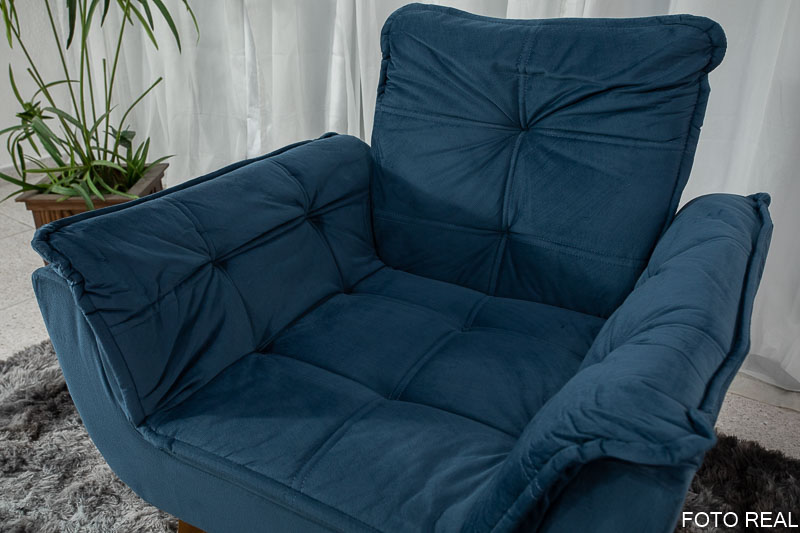 Poltrona Pérola Base Fixa Sued Azul - Imagem 4