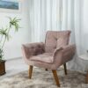 Poltrona Pérola Base Fixa Sued Rose