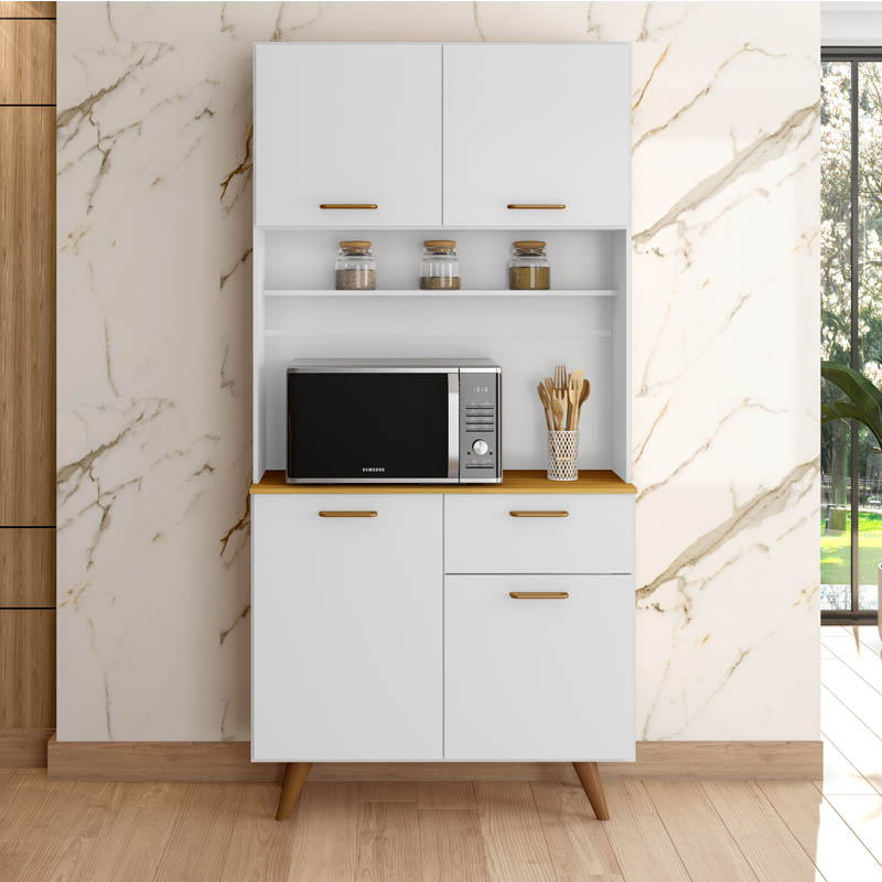 Kit Cozinha Izis 4 Portas 1 Gaveta Larg. 0.90m Branco Poliman