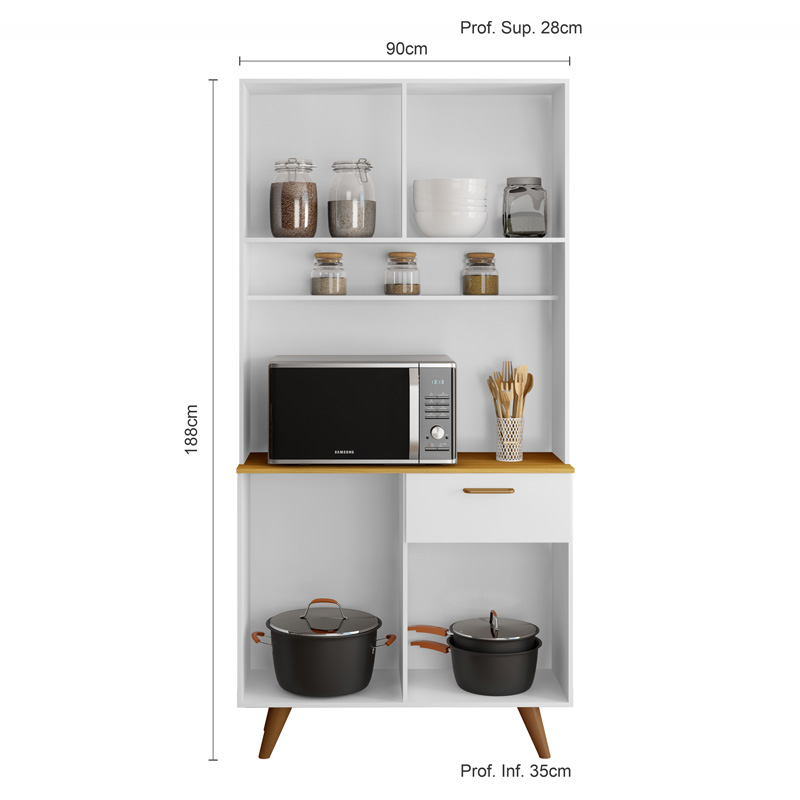 Kit Cozinha Izis 4 Portas 1 Gaveta Larg. 0.90m Branco Poliman - Imagem 2