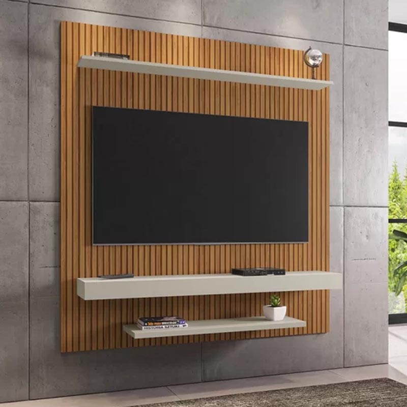 Painel Leme Larg. 1.50m Impressão Ripada 3D Ripado/Off White Bechara