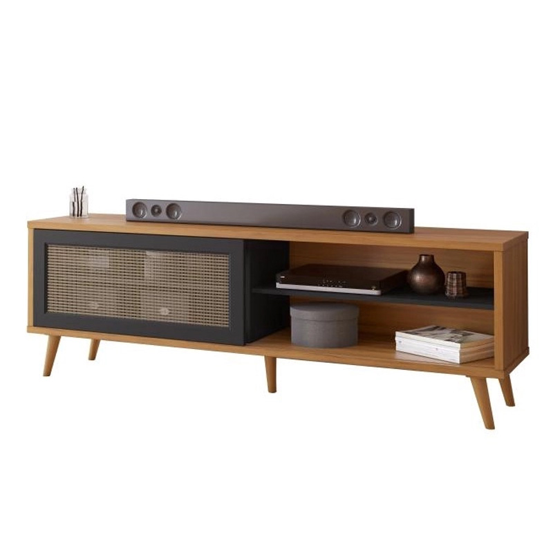 Rack Bancada NT 1175 Larg.1.63m para TV até 60 Polegadas Freijó/Preto Notável - Imagem 4