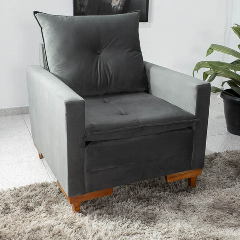 Poltrona Paris Veludo Cinza