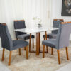 Mesa de Jantar Pedro Mel Tampo Vidro Off 120×80 4 Cadeiras Lisboa Veludo Cinza 507 Art Assento - Madeira Maciça