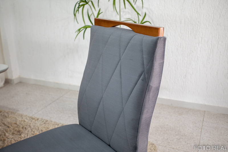 Mesa de Jantar Pedro Mel Tampo Vidro Off 120×80 4 Cadeiras Lisboa Veludo Cinza 507 Art Assento - Madeira Maciça - Imagem 5