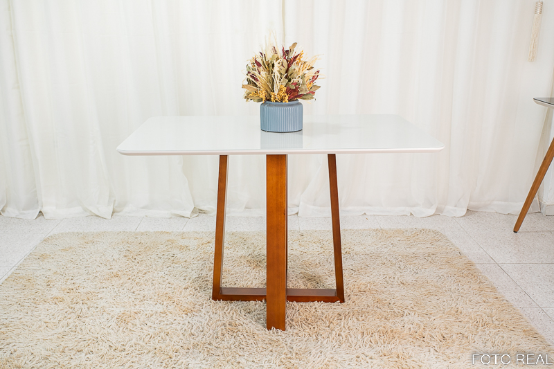 Mesa de Jantar Pedro Mel Tampo Vidro Off 120×80 4 Cadeiras Lisboa Veludo Marrom 509 Art Assento - Madeira Maciça - Imagem 4