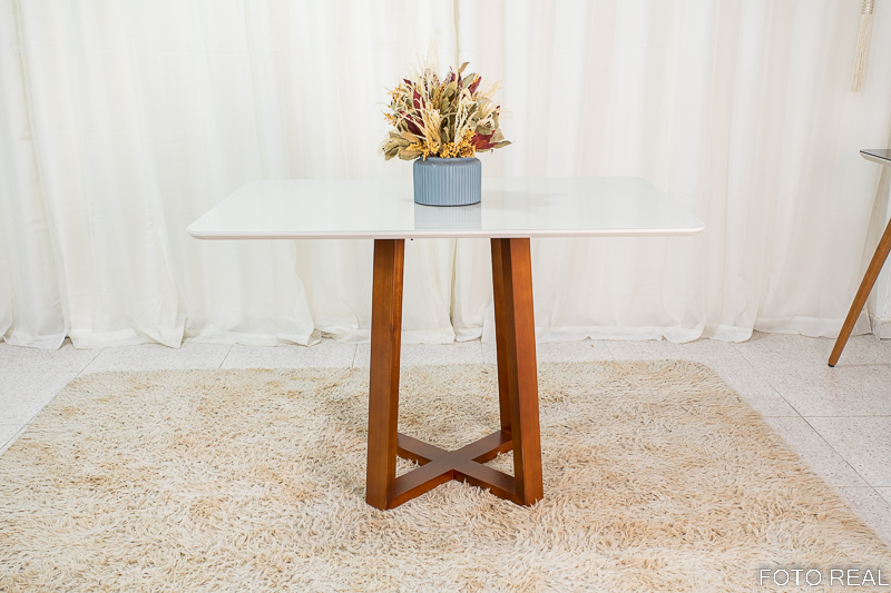 Mesa de Jantar Pedro Mel Tampo Vidro Off 120×80 4 Cadeiras Lisboa Veludo Marrom 509 Art Assento - Madeira Maciça - Imagem 5