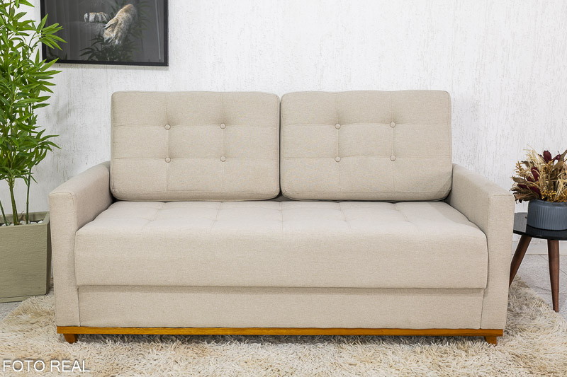Sofá 3 lugares Living Áustria 1.70m Linho Bege A57 - Imagem 2