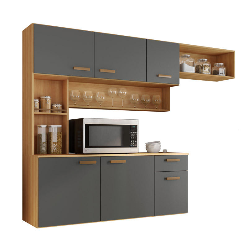 Kit Cozinha Suspensa Manu Larg. 1.80m Freijó/Grafite Poliman - Imagem 3