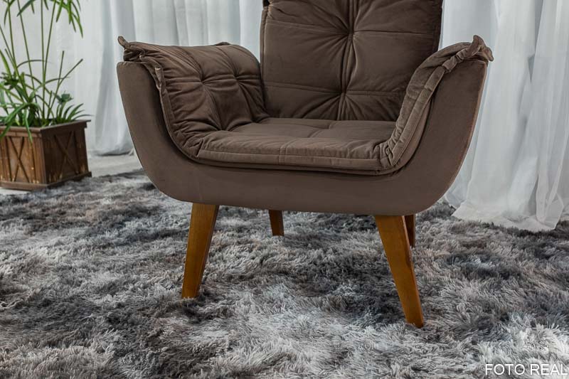 Poltrona Pérola Base Fixa Sued Marrom - Imagem 2