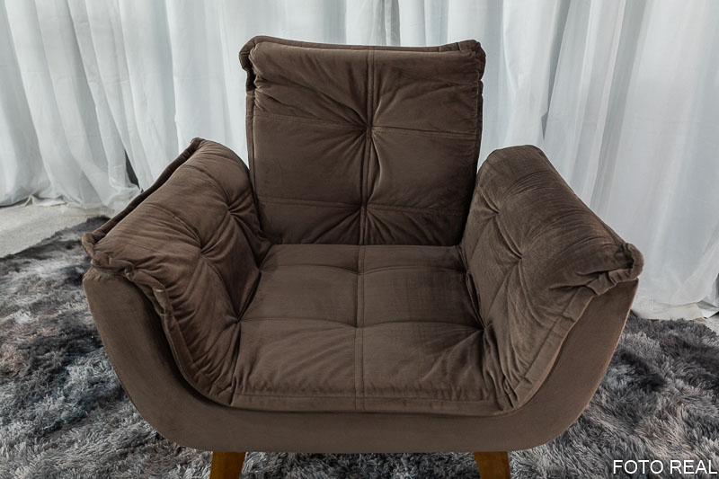 Poltrona Pérola Base Fixa Sued Marrom - Imagem 3