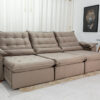Sofá Retrátil Reclinável 3.20m Emanuelly Veludo Bege 02 - D28 Soft
