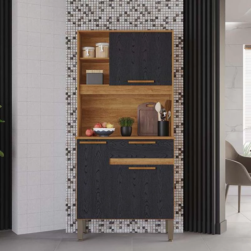 Kit Cozinha Lia Cinamomo/Preto Larg. 0.83m Sallêto