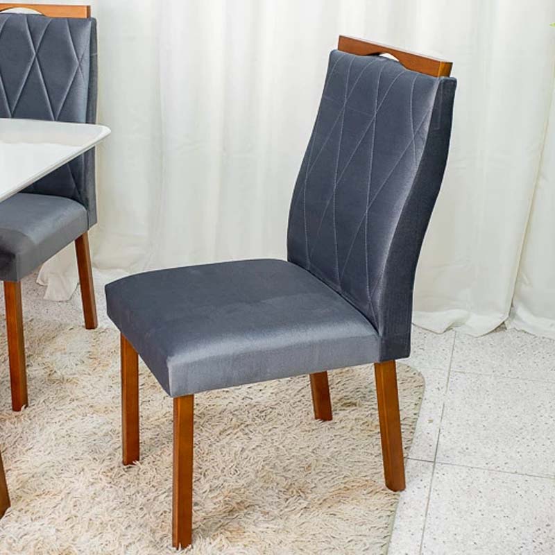 2 Cadeiras Lisboa Cinza 507 Madeira Maciça Art Assento - Imagem 2