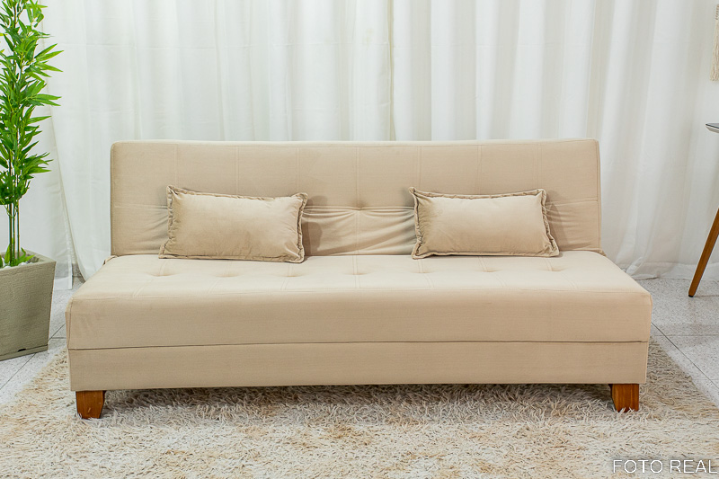 Sofá 4 lugares e Sofá Cama Casal Arpoador Veludo Bege 3040/04 - Imagem 6