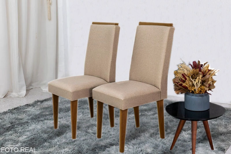 2 Cadeiras Lunara Linho Bege 07 Rufato