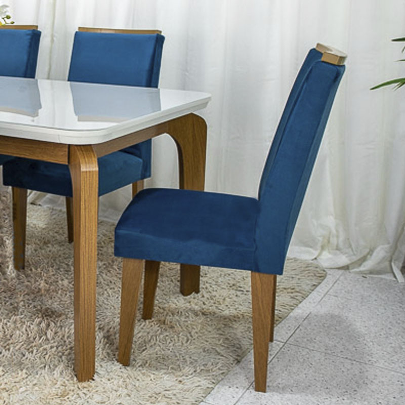 2 Cadeiras Lunara Veludo Azul Rufato - Imagem 2