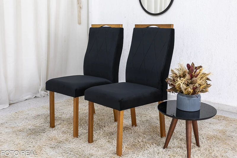 2 Cadeiras Lisboa Preto 504 Madeira Maciça Art Assento