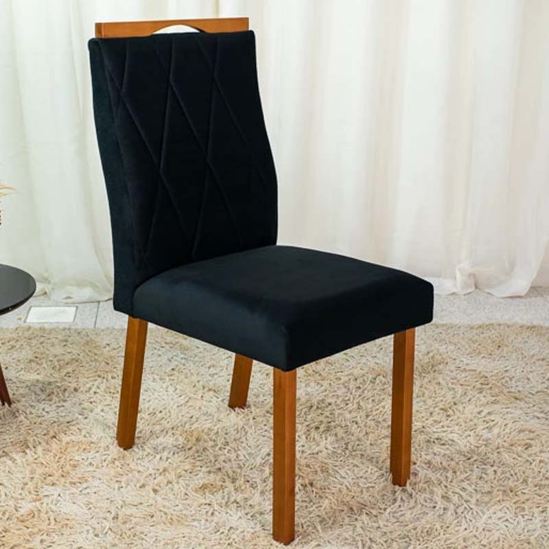 2 Cadeiras Lisboa Preto 504 Madeira Maciça Art Assento - Imagem 2