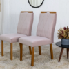 2 Cadeiras Lisboa Veludo Rose 501 Madeira Maciça Art Assento