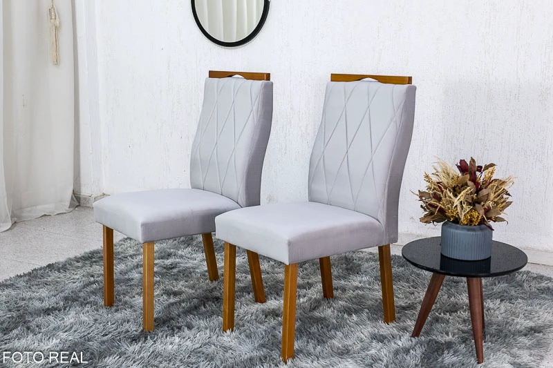 2 Cadeiras Lisboa Prata 514 Madeira Maciça Art Assento