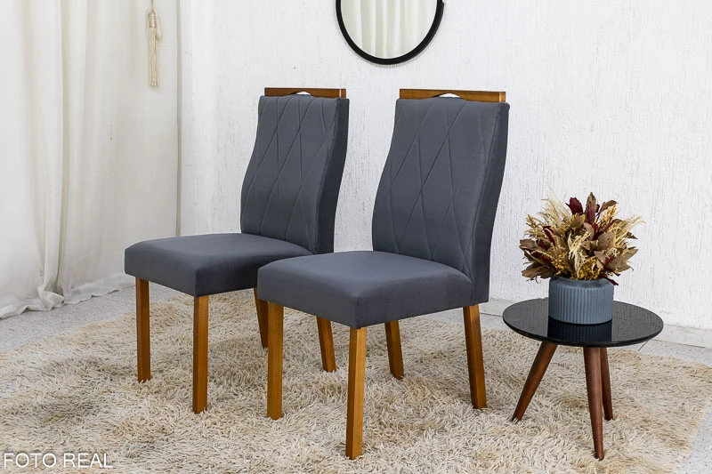 2 Cadeiras Lisboa Cinza 507 Madeira Maciça Art Assento