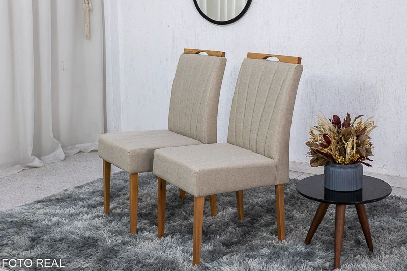 2 Cadeiras Gabi Linho Bege 200 Bom Lar