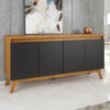 Buffet Filipe com 4 Portas larg. 1.56m Mel/Preto Viero