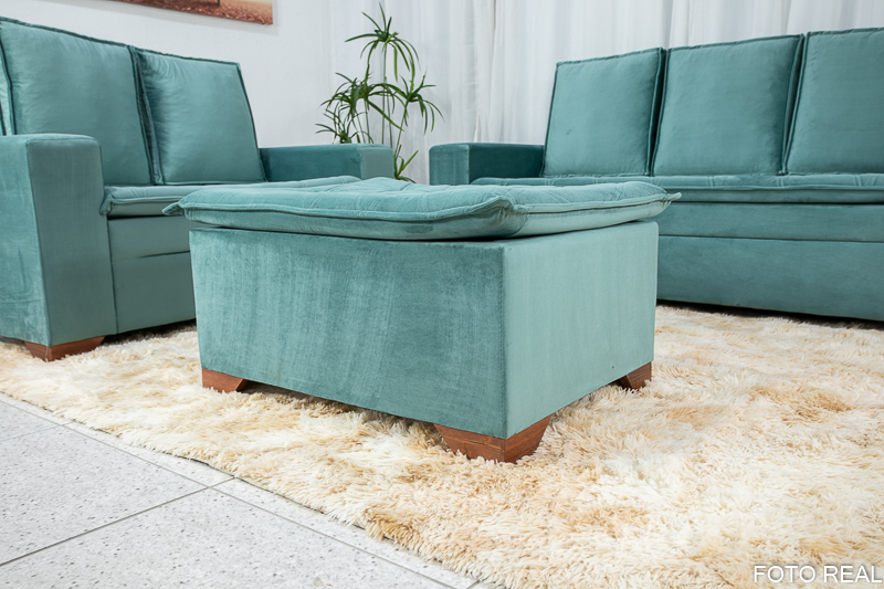 Sofá 3 e 2 lugares França com Puff Veludo Verde A40 - Imagem 2