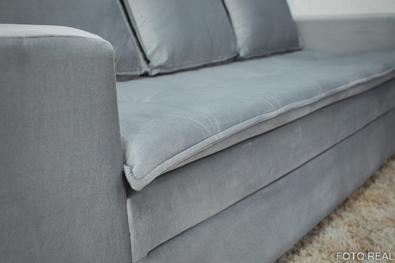 Sofá 3 e 2 lugares França com Puff Veludo Cinza A38 - Imagem 7