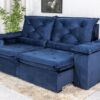Sofá Retrátil Reclinável 2.30m Roma Veludo Azul 03 - D28 Soft