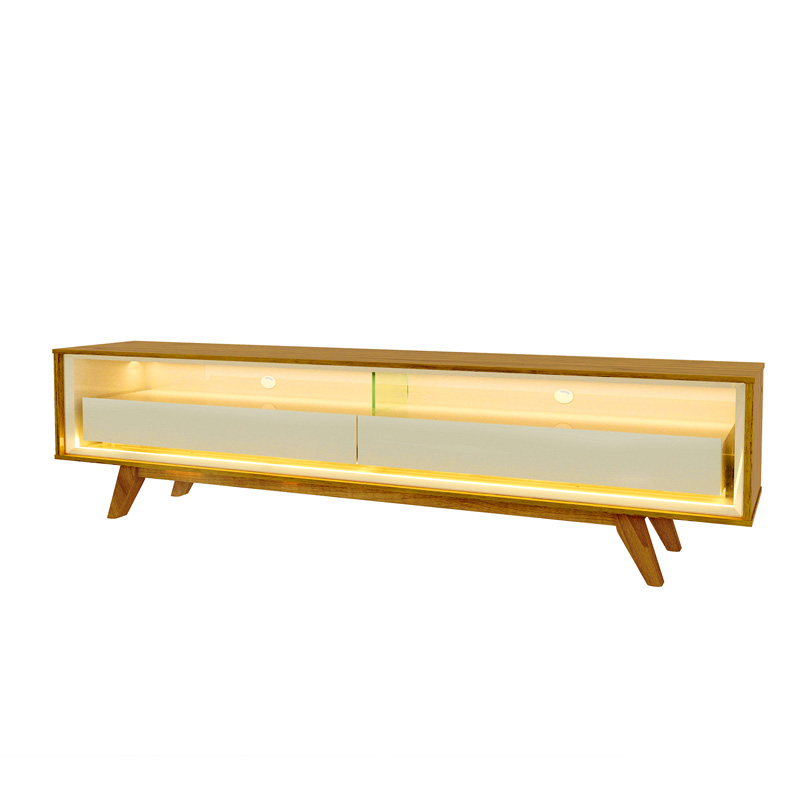 Painel Nobre Larg. 1.85m + Rack Requinte Larg. 1.72m C/LED Naturale/Off Gelius - Imagem 3