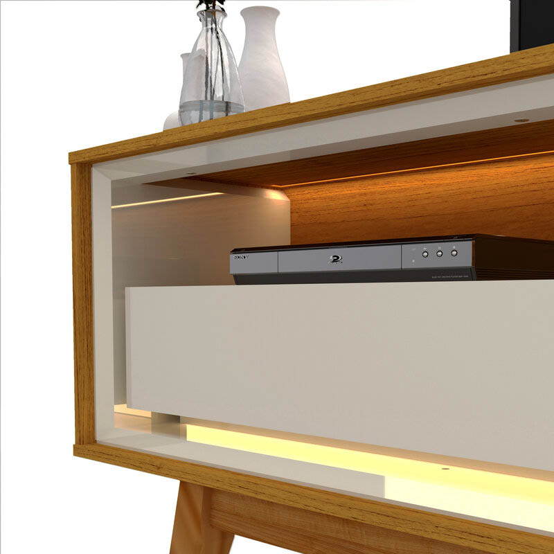 Painel Nobre Larg. 1.85m + Rack Requinte Larg. 1.72m C/LED Naturale/Off Gelius - Imagem 4