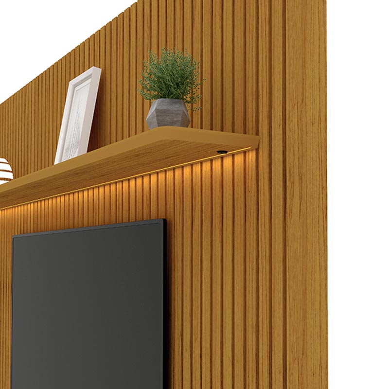 Painel Nobre Larg. 1.85m + Rack Requinte Larg. 1.72m C/LED Naturale/Off Gelius - Imagem 6