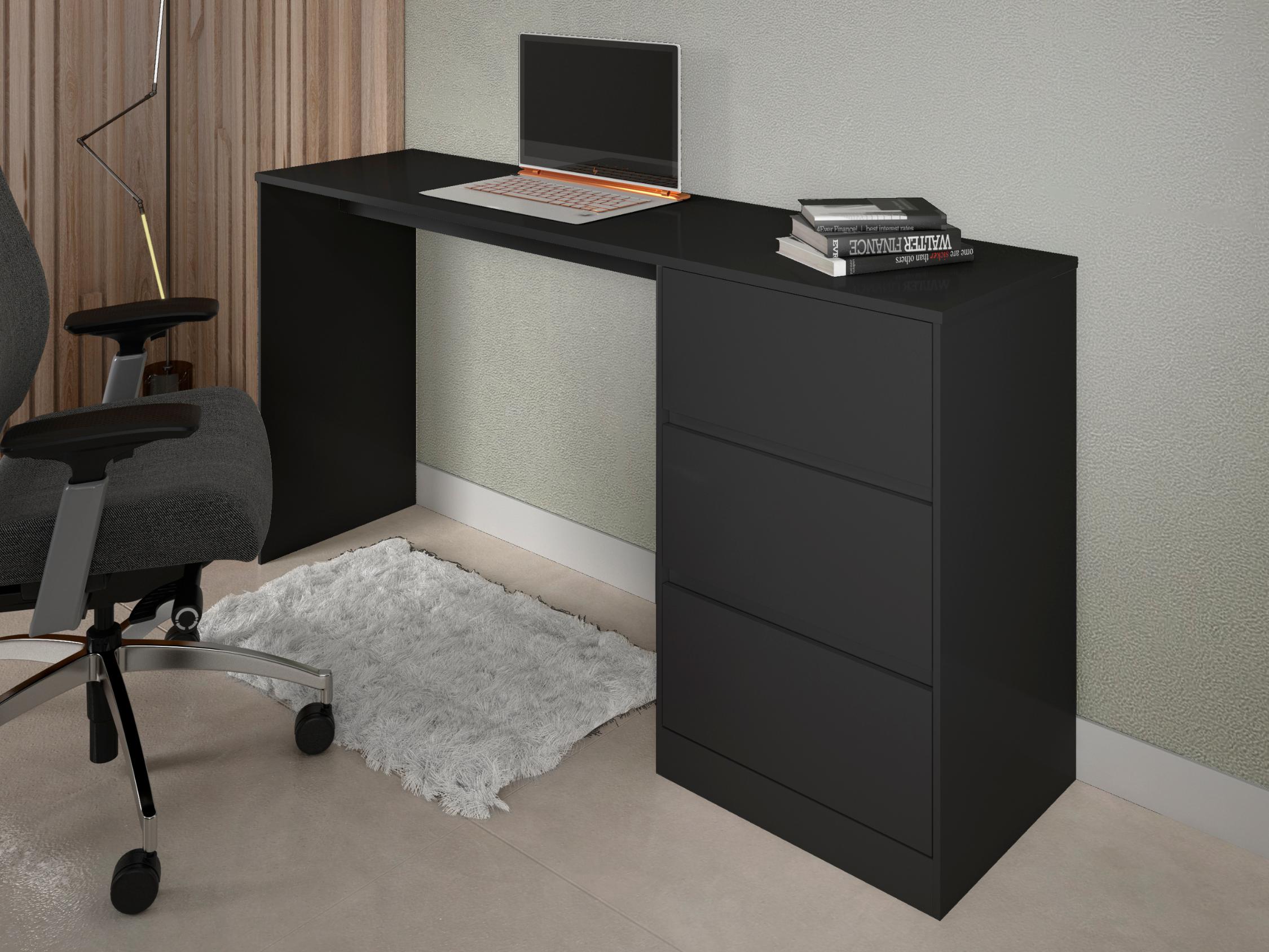 Escrivaninha Júlia 3 Gavetas Preto