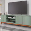Rack Bancada Holanda Ripado 100% MDF larg. 2.05m Sálvia/Cinamomo Permobile