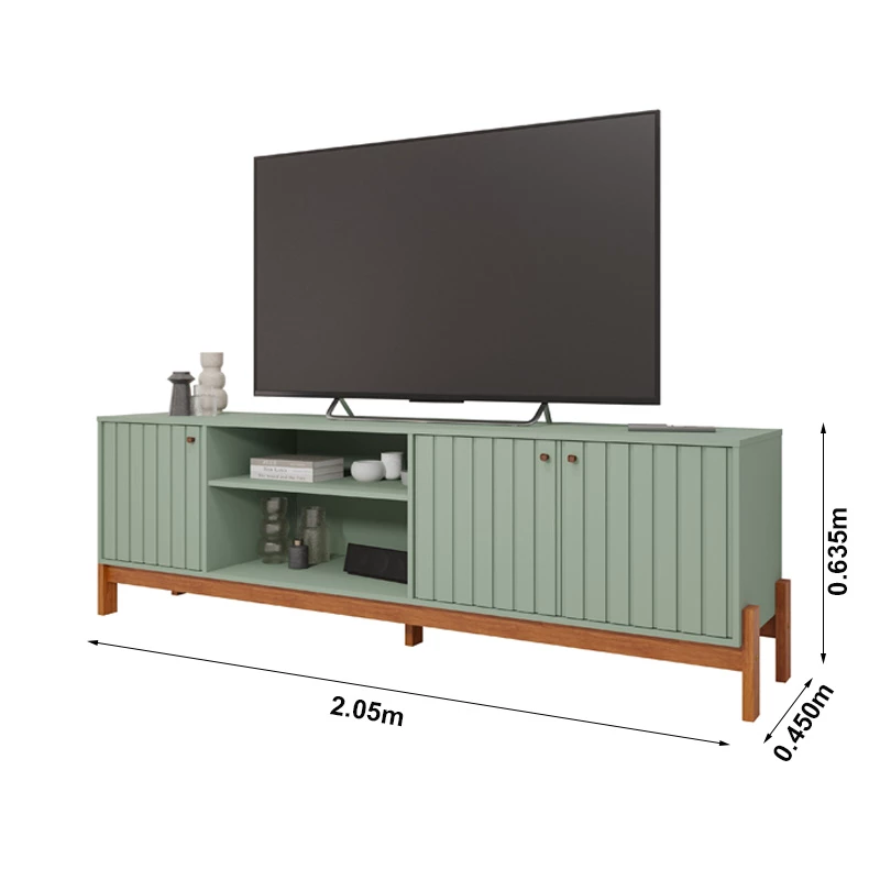 Rack Bancada Holanda Ripado 100% MDF larg. 2.05m Sálvia/Cinamomo Permobile - Imagem 2