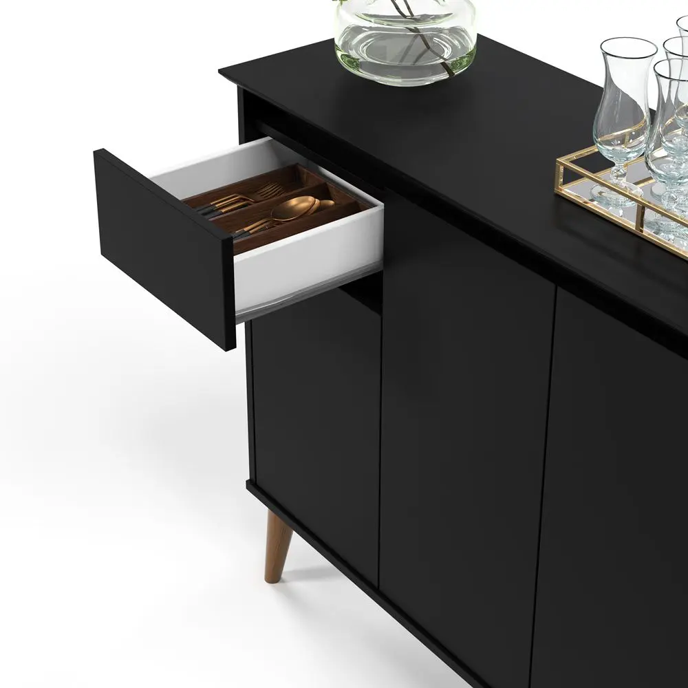 Aparador Veneza 3P1G Preto EJ Moveis - Imagem 4