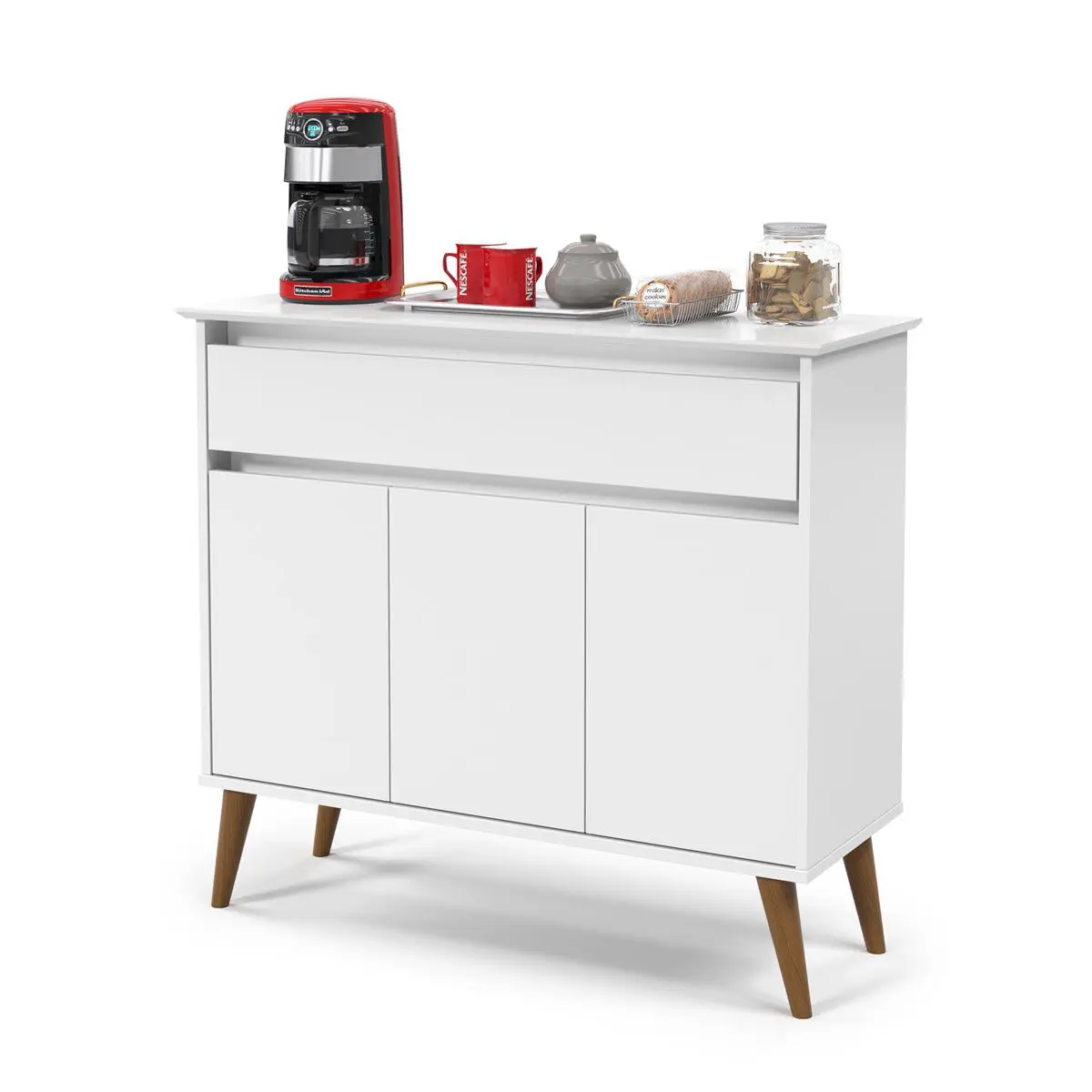 Aparador Zeus 3P1G Branco EJ Moveis - Imagem 5