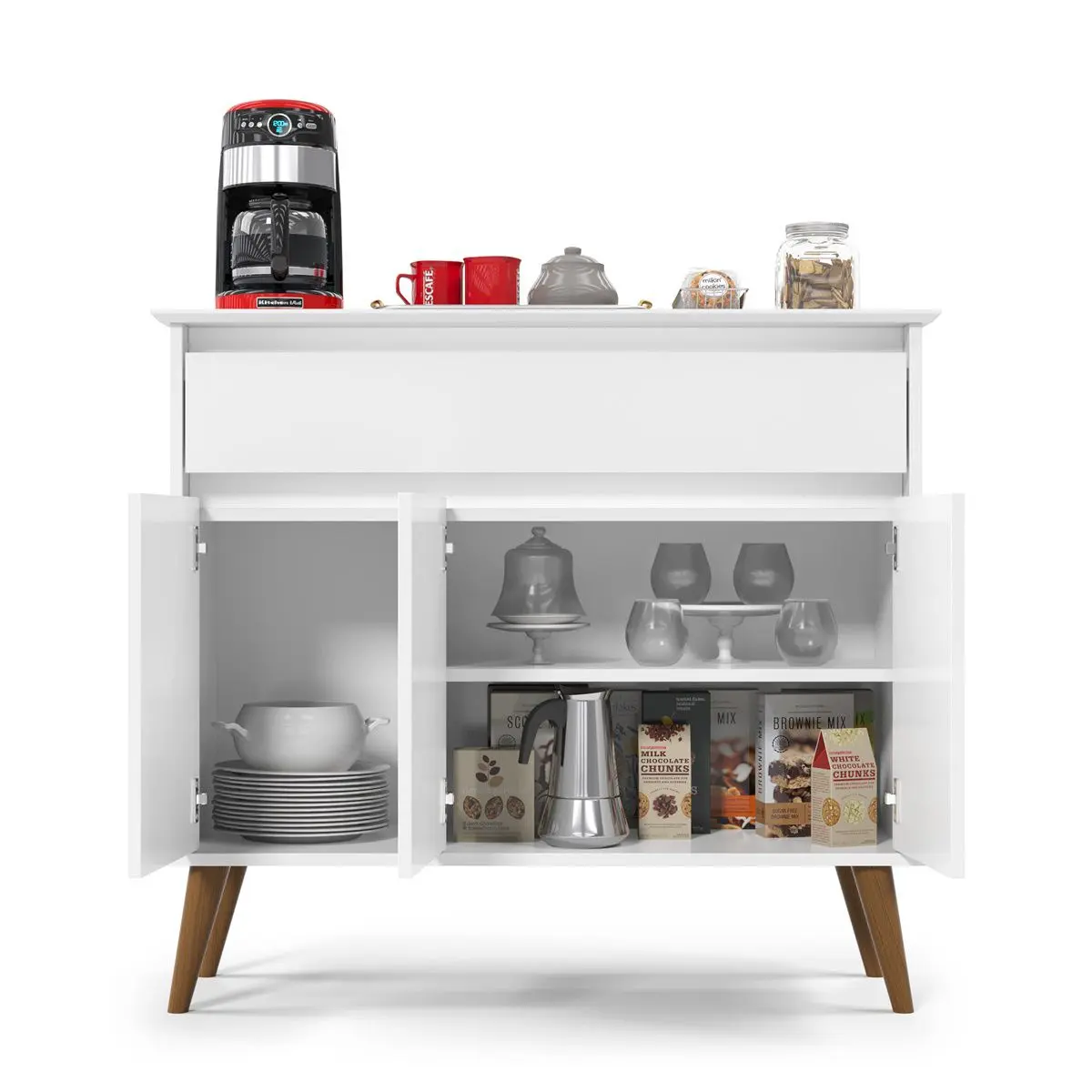 Aparador Zeus 3P1G Branco EJ Moveis - Imagem 2