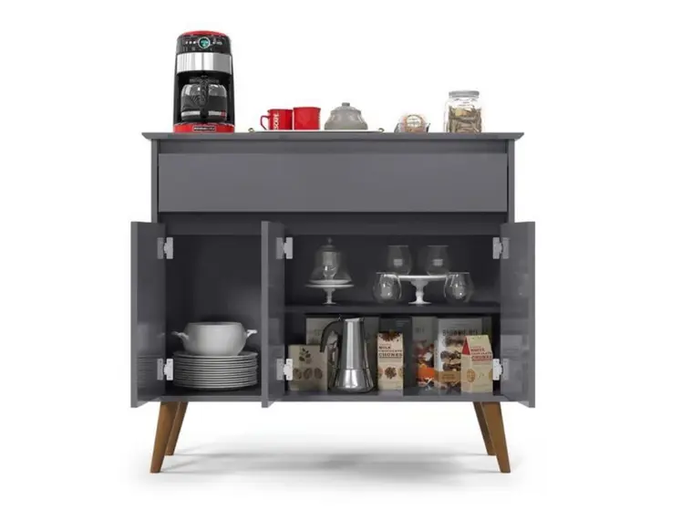 Aparador Zeus 3P1G Cinza EJ Moveis - Imagem 2