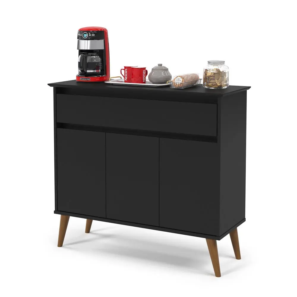 Aparador Zeus 3P1G Preto EJ Moveis - Imagem 5