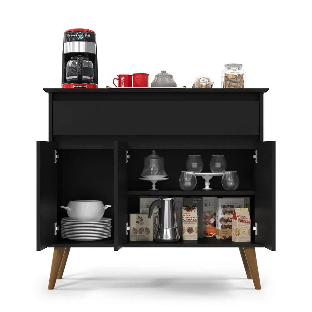 Aparador Zeus 3P1G Preto EJ Moveis - Imagem 2