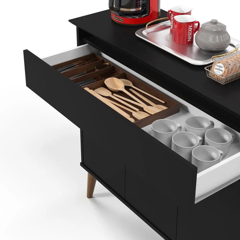 Aparador Zeus 3P1G Preto EJ Moveis - Imagem 3