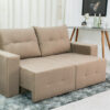 Sofá Retrátil 3 Lugares Havaí Larg. 1.80m Veludinho Bege 10