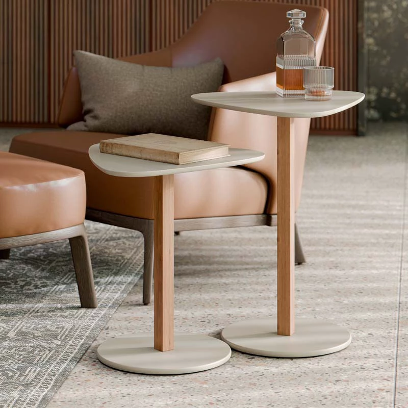 Conjunto Mezanino Paris Mesa de Apoio + Mesa Lateral Off White/Nature Tebarrot