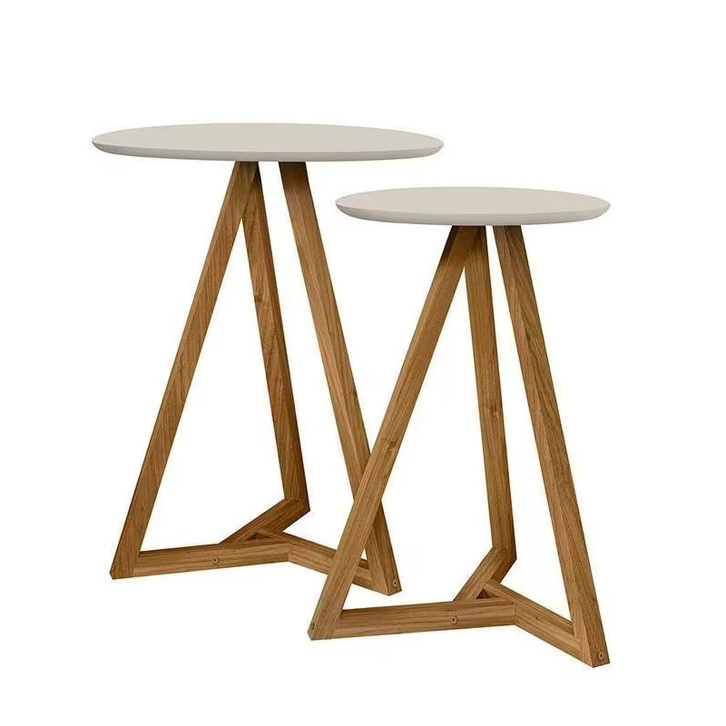 Conjunto Mesa Lateral Mezanino Classic Off White/Nature Tebarrot - Imagem 3