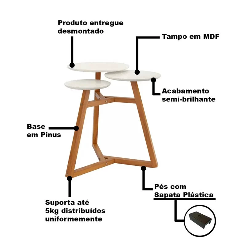 Mesa Lateral Classic Off White/Nature Tebarrot - Imagem 3