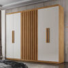Roupeiro Cairo Ripado 6 Portas 100% MDF Larg. 1.80m Nature/Off Rufato